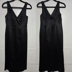 Vntg 90's Womens Bebe Made in USA Black Goth Grunge Midi Dress M